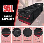 Heavy Duty Collapsible 95 L Capacity Car Trunk Storage Organizer,Multi-Compartment Pockets, Adjustable Straps - Ideal for Travel, Camping, Shopping,Perfect for SUV, Truck, Sedan