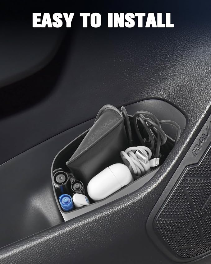Toyota RAV4 2025 Trash Can Bin with Lid for Door, Black ABS Plastic, Quart Size, Custom Fit for Driver Side Door Pocket (LE/SE/XLE Premium/Woodland/XSE/Limited) Accessories