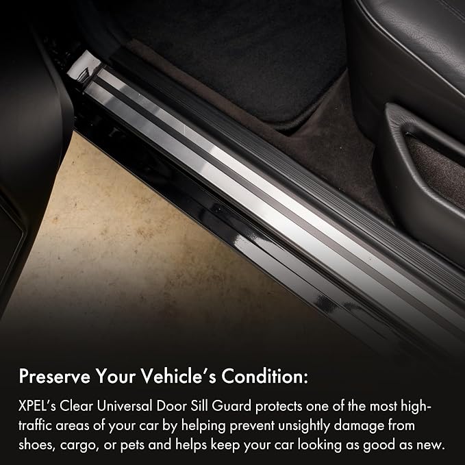 Clear Universal Door Sill Guard - 60" x 2.75" - Ultimate Protection for Car or Truck Door Sills against High Traffic and Damage, Easy to Install Interior Protection Film Kit