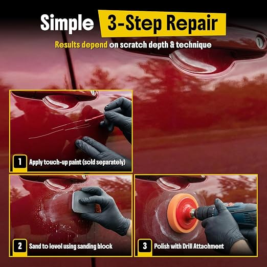 Scratch and Swirl Remover - Car Scratch Remover for Vehicles Paint - Polishing Compound for Cars - Paint Restorer Kit with Pad, Microfiber and Sanding Block