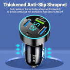 4-Port USB C Car Charger, Cigarette Lighter USB Charger Adapter with Voltmeter PD 3.0 & QC 3.0 Fast Charging for iPhone 17/16/15, Samsung Galaxy, Android Phones & Tablets