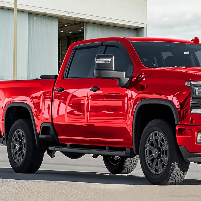 Voron Glass Tape-on Extra Durable Rain Guards for Trucks Chevrolet (Chevy) Silverado/GMC Sierra 2500HD, 3500HD 2020-2026 Crew Cab, Window Deflectors, Vent Window Visors, 4 Pieces - 120086v2