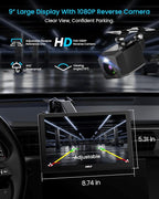 IK5 9" Wireless Apple CarPlay & Android Auto Screen, Portable Car Stereo with 4K Dash Cam & 1080p Backup Camera, Add CarPlay to Any Vehicle, Touchscreen, Mirror Link