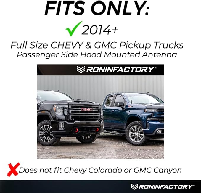Truck Antenna for Chevy Silverado & GMC Sierra Accessories (2014+) - Carwash Safe Short Replacement Antenna (5 Inch Flexible)