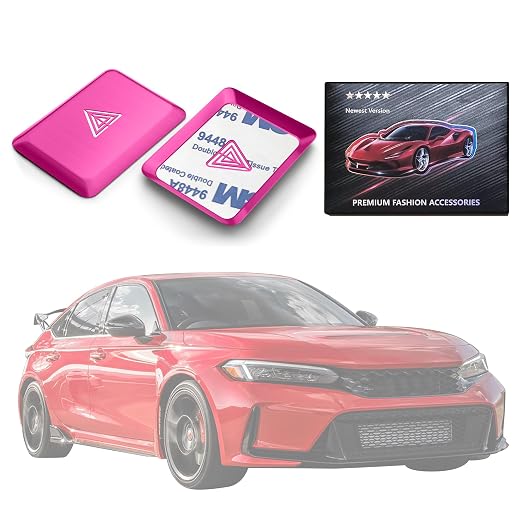 Polodunn for Honda Civic 2022-2025, for Accord/HRV/CRV 2023-2025, for Acura Integra 2023 2024 - Hazard Warning Light Push Button Cover, Emergency Flashers Trim Accessories (Rose Red)
