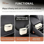 Car Trash Can with Lid - Leakproof Mini Garbage Bin for Door or Seatback,Premium ABS Auto Organizer,Space-Saving Car Garbage Can for Commuters,Families and Pet Owners,Fit for SUV,Sedan,Truck (Beige)
