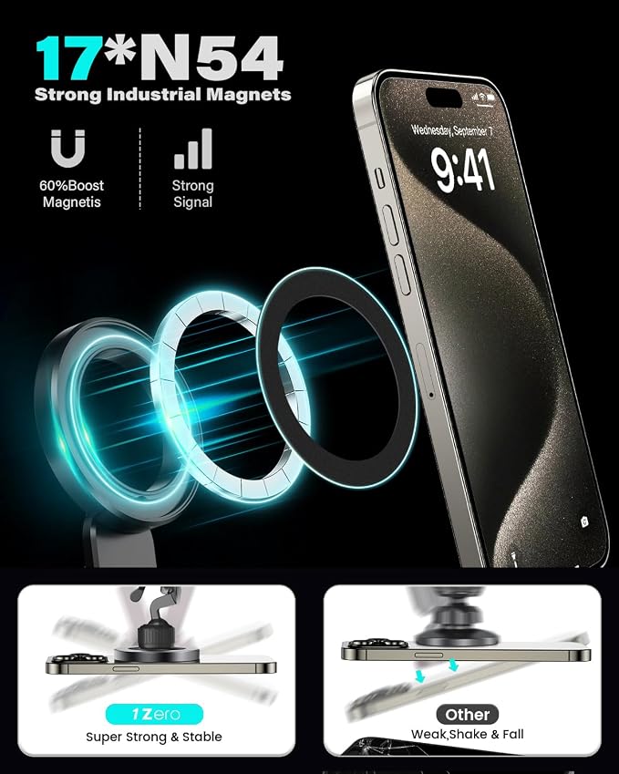 for Magsafe CD Phone Holder for Car [17 Strong Magnets] Magnetic CD Player Phone Mount, Hollow Socket CD Slot Phone Mount for iPhone 17 16 15 14 13 12 Series Pop Grip Ring Holder Magsafe Case