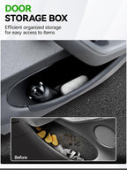 4PCS Door Side Storage Box Full-Wrap Pocket Liner compatible with 2026 2025 Tesla Model Y Juniper Accessories TPE Front and Rear Full Cover Door Side Organizer Tray(Not fit Standard & YL)