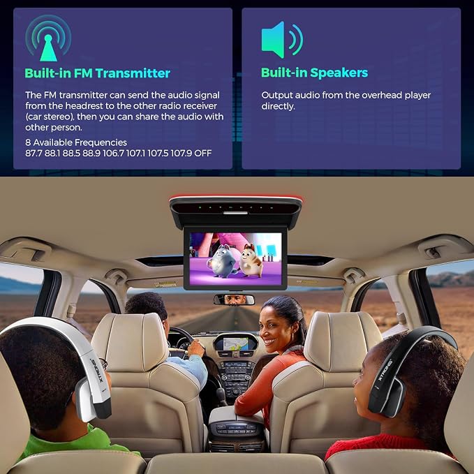 10.2 Inch Car Overhead Player 1280 * 720 IPS Screen Car Roof Mounted Flip Down Car TV Support HDMI, USB, AV Input (No DVD Drive)