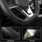 Flat Bottom Car Steering Wheel Cover for Nissan,D Shaped Steering Wheel Cover for Rogue,Altima,Kicks (Black-Standard Size)