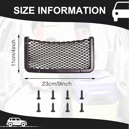 1 Pc Boat Storage Net Bag, ABS Plastic Car Framed Mesh Net Holder, Phone & Cargo Organizer with Screws for Auto, Rv, Boat, Pontoon, Truck Pocket Storage (9 x 4 Inch)