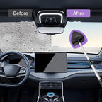 10pcs Windshield Cleaning Tool Inside Car Window Cleaner Wash Kit with 4 Reusable Microfiber Pads 1 Spray Bottle and Extendable Handle Interior Auto Glass Wiper Kit, Purple