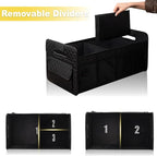 Car Trunk Organizer for SUV, Car Storage Organizer Collapsible Multi Compartment Container Box, Adjustable Car Accessories for Women/Men, Black