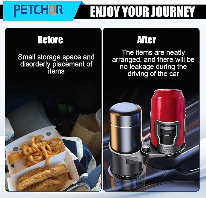 2 in 1 Expandable Cup Holder, 360° Rotating Cup Holder Expander for Car with Locking Function, All Purpose Car Cup Holder Base