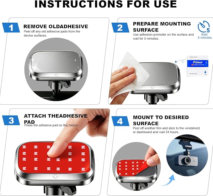 12 Pcs Dash Cam Sticky Pads, Very High Bond Heat Resistant Mounting Tape for Windshield Replacement,Heavy Duty Dash Cam Adhesive Pads for Car Dashboard GPS Phone Holder Action Camera