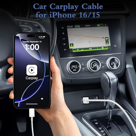 Snisre Car Carplay Cable, USB A to USB C Cable 3FT, Fast Charger Cord for iPhone 17/16/15 Pro Max/Plus/16E, Car Charging Cord（White, 3FT）