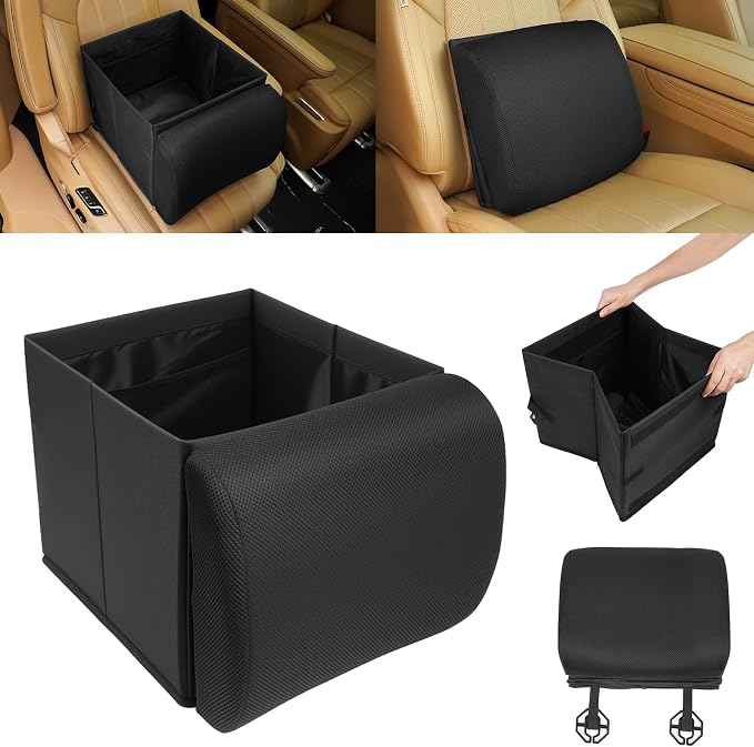 Car Seat Organizer & Lumbar Support - 33L Collapsible Front & Back Seat Organizer with Removable Back Support Pillow, Car Storage for SUV Auto Truck Van