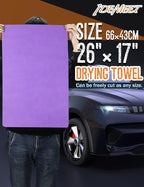 Premium Car Drying Towel, Super Absorbent 26"x17" Large Chamois Cloth Shammy Towel for Vehicle, Reusable Chamois Shammy Cloth for Car, Bathroom, Dust Remove, No Spots/Streak/Scratch, Purple