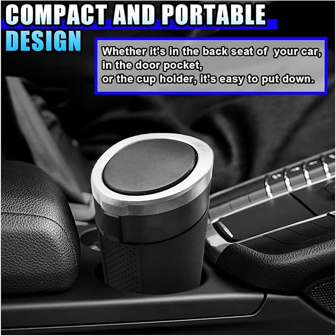 Car Trash Can Bin with Lid, Leakproof Automotive Side Door Garbage Can, Mini Vehicle Cup Holder Trash Bin, Portable Auto Organizers & Storage Accessories for Car, Home, Office (1PC/Silver)