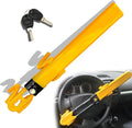 Steering Wheel Lock for car Universal Adjustable Length Anti-Theft Device Car Locks Double Hook Locks for Car SUV Pickup Truck Van(Yellow)