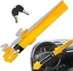 Steering Wheel Lock for car Universal Adjustable Length Anti-Theft Device Car Locks Double Hook Locks for Car SUV Pickup Truck Van(Yellow)