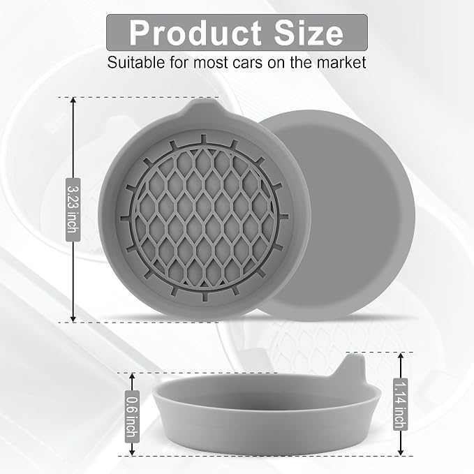 Car Cup Holder Coaster, Silicone Cup Holder Insert, Universal Non-Slip Cup Holders, Car Accessories Interior for Women and Man 4 Pack Gray