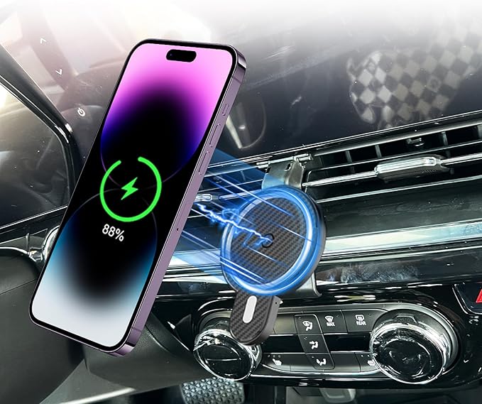 PZK Car Phone Holder for Chevy Trax 2024 2025 Accessories Custom Air Vent | Chevy Car Phone Mount Magnetic 15W Fast Wireless Charger with Magsafe Hands Free 360° Rotation Automobile Phone Cradles