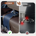 CoBak Purse Hook for Car - Universal Premium Stitched Leather and Aluminum-Magnesium Alloy Double Car Seat Back Storage Hook for Purses, Handbags, Bags (2 Pack),Indigo Blue