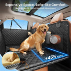 2.0 Hard Bottom Back Seat Extender for Heavy-Duty Dogs, Dog Truck Seat Cover with Cushion Sponge, Waterproof Dog Hammock with Mesh Window for Car, Universal Fit for Crew Cab Truck/SUV, XL Black