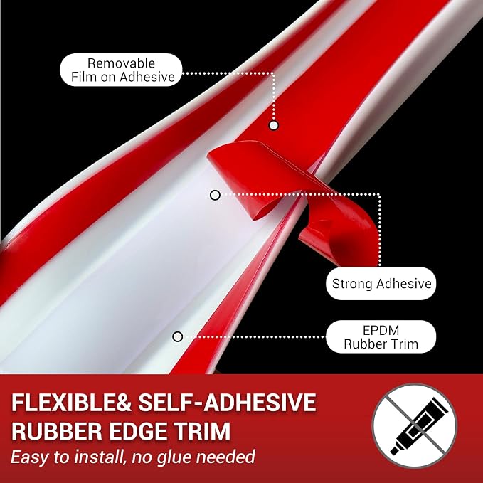 Slimline Cabinet Door Edge Protector, 3/4" Self Adhesive Peel and Stick Silicone Edge Guards, Flexible U Shaped Strip for Kitchen &Garbage Drawer Fronts, Edge Trims for Desks and Shelfves, White, 10Ft