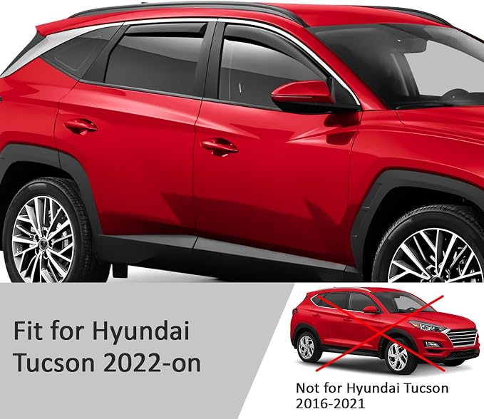 Voron Glass in-Channel Extra Durable Rain Guards for Hyundai Tucson 2022-2026, Window Deflectors, Vent Window Visors, 4 Pieces - 200681