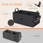 Trunk Organizer - Car Organizer with 5 Pockets, Trunk organizer for SUV, Sedan & Van, Car Organization with Sturdy Base Panel for Car Accessories, Black, 2 Compartments, 21.3"×12.6"×10.6"