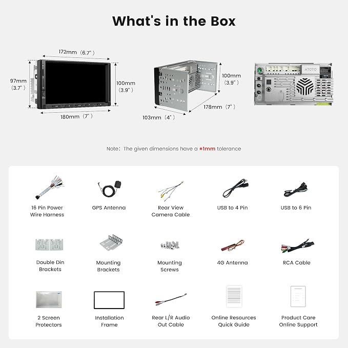 S8 Gen4 7" Android Double DIN Car Stereo with 4G LTE, Wireless CarPlay & Android Auto, QLED Touchscreen, DSP 4V Pre-Outs, Optical Out, HDMI in/Out, GPS Tracker, LED Sync Bar, S84G2D7PB