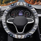 Auto Steering Wheel Cover for Women Men, Universal 15 Inch Soft Elastic Steering Wheel Wrap Anti-Slip Easy to Install Car Accessories, Southwest Aztec Blue Gray