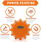 USB Rechargeable LED Road Flares Emergency Lights-Roadside Warning Car Safety Beacon Flashing Disc Flare Kit with Magnetic Base for Vehicles & Boat | 6 Beacon Disc Pack