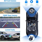 10.26" Wireless Portable Carplay Screen CarPlay & Android Auto Car Stereo 360 Rotation 4K Dash Cam 1080p Rear Camera Mirror Link Voice Control GPS Navigation(SD Card Excluded)