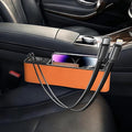 Car Seat Gap Filler Organizer with 69W Retractable Car Charger | 2 USB Ports and 2 Charging Cable Car Seat Organizer, Seat Gap Storage Box for Sedans Suv Truck, Car Interior Accessories