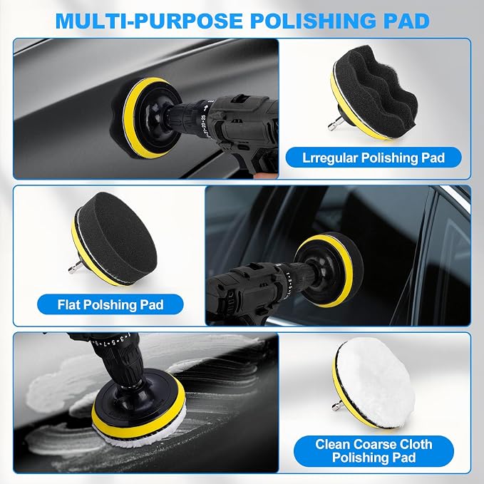 Car Detailing Kit, Car Detailing Brush Set, Car Cleaning Drill Brush Kit with Extension Pole, Professional Auto Detailing Supplies for Automobile Interior Exterior Wheels
