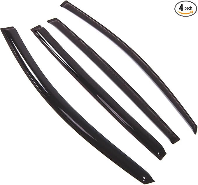 Outside Mount Window Vent Visors Rain Guards Compatible with Nissan Versa Hatchback 2006-2013 | Side Window Wind Deflectors Rain Shields | Smoke Tinted, 4 Pcs Set, DGWV-529