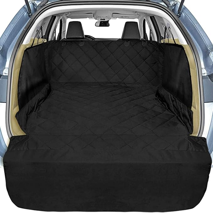 SUV Cargo Liner for Dogs with Side Flaps, Large (54" x 93") Water Resistant Trunk Cover, Non-Slip Pet Area Protector with Bumper Flap, Universal Fit for SUVs Sedans Vans, Black