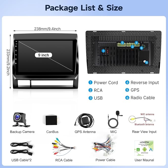 Car Radio for Toyota Tacoma 2005-2015 Stereo Replacement （J.B.L Version） with Wireless Carplay Android Auto, 9'' Touchscreen in-Dash Bluetooth GPS Navigation WiFi SWC Backup Camera MIC 2+32G