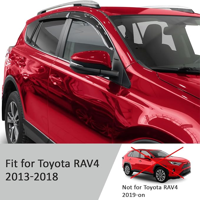 Voron Glass Tape-on Extra Durable Rain Guards for Toyota RAV4 2013-2018 SUV, Window Deflectors, Vent Window Visors, 4 Pieces - 120055
