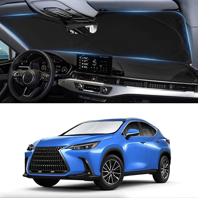 Custom Fit NX NX250 Windshield Sunshade for 2015-2022-2024 2025 Lexus NX350 NX350h NX450h NX300h/NX300/NX200t Accessories Front Window Shades Cover for Windshield 210T Sun Visor Protector Block Heat