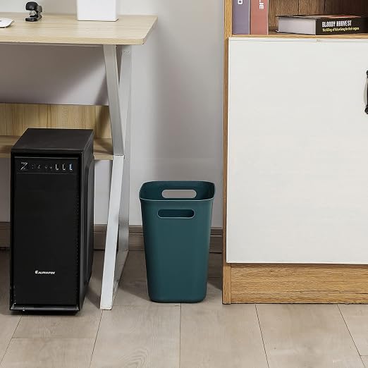 Plastic Small Trash Can Wastebasket, Garbage Container Basket for Bathrooms, Laundry Room, Kitchens, Offices, Kids Rooms, Dorms, 3.5 Gallon, Blue Green | Compact Sturdy Garbage Can for Bathroom, Laundry Room, Kitchen, Office, Kids Room, Dorm, Du...