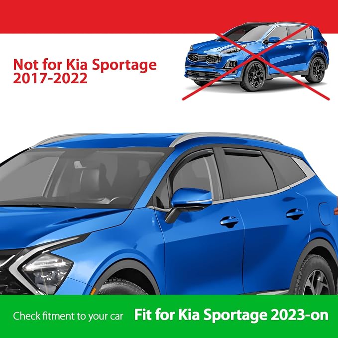 Goodyear Shatterproof in-Channel Window Deflectors for Kia Sportage 2023-2026, Rain Guards, Window Visors for Cars, Vent Deflector, Car Accessories, 4 pcs - GY008440