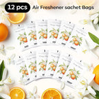 12 Packs Orange Scented Sachets - Fragrance for Closet, Drawer, Bathroom, Car - Air Freshener Deodorizer Packets