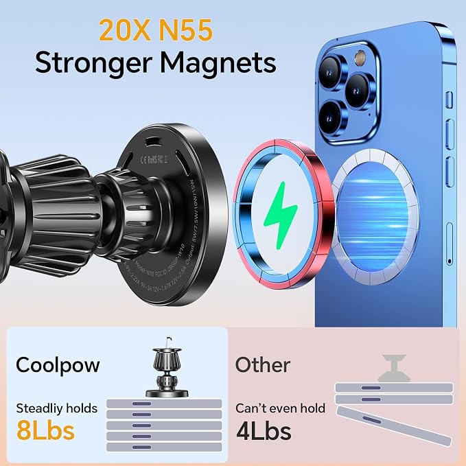 for Magsafe Car Mount Charger【100% Stable】15W Magsafe Car Charger Magnetic Phone Holders for Your Car Accessories for Women Men car Phone Holder Wireless Car Charger for iPhone (Carbon Fiber)