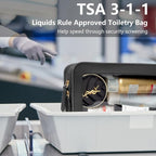 Clear Makeup Bags for Travel, TSA Approved Toiletry Bag with Zipper, Makeup Organizer Fit Carry-on Essentials, Car Accessories Organizers Storage for Women Men (Clear-Black)