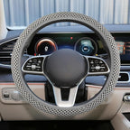 Elastic Stretch Steering Wheel Cover, 15" Breathable Microfiber Ice Silk Steering Wheel Protector, Universal Anti-Slip Car Warm in Winter&Cool in Summer Accessories for Men Women (Gray)
