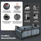 Trunk Organizer for Car - 70L Collapsible Car Storage with 11 Pockets & Reinforced Handles, SUV Trunk Organizers for Grocery Cargo(Grey)